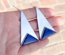 Load image into Gallery viewer, Lapis Triangle Earrings