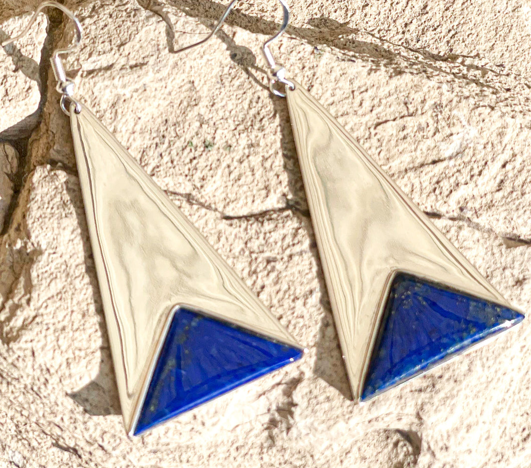 Lapis Triangle Earrings