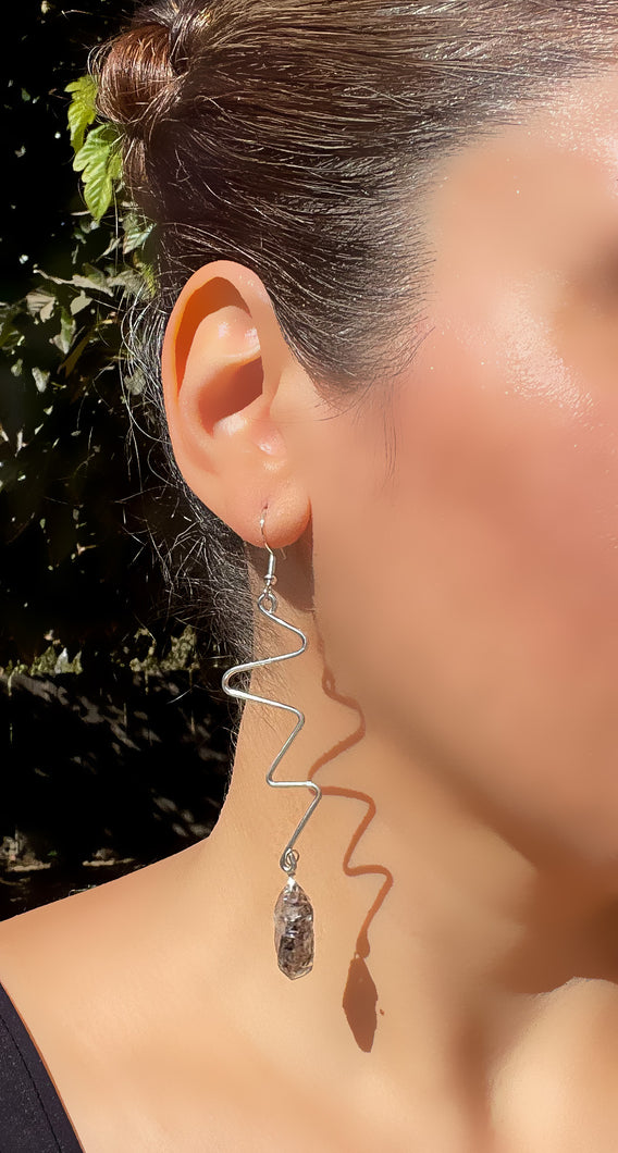 Clear Quartz Zigzag Earrings