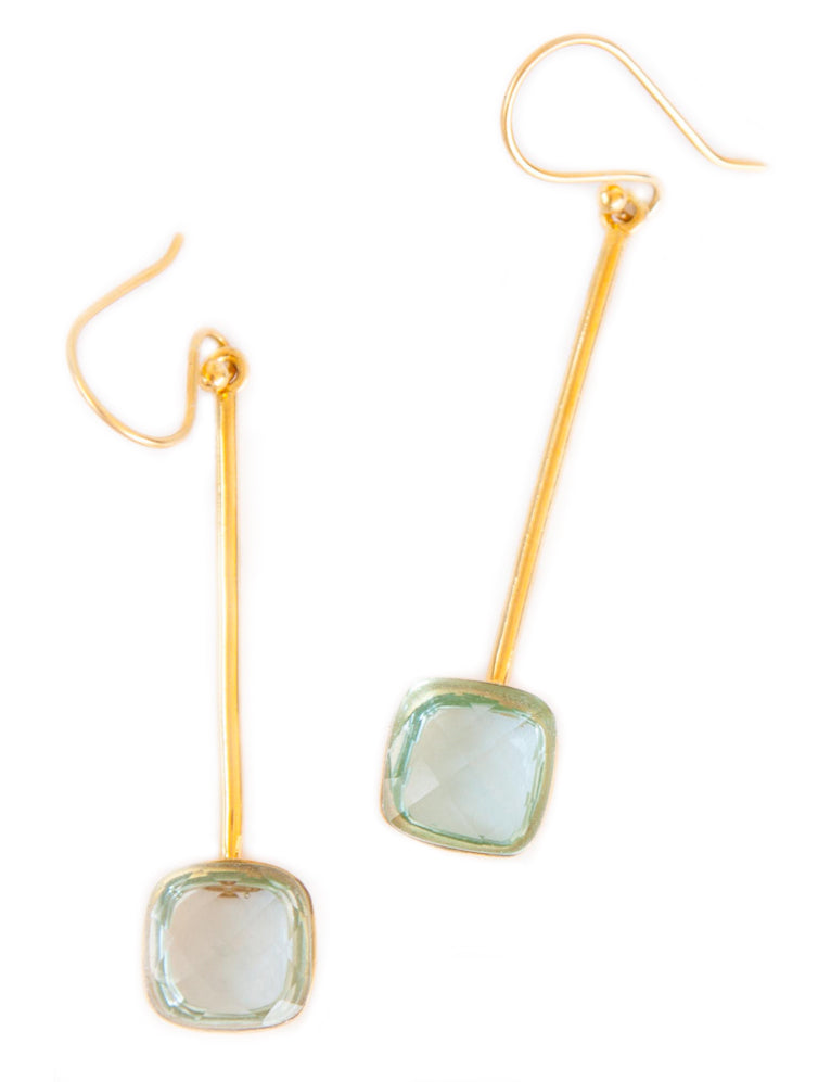 Blue Quartz Goldplated Earrings